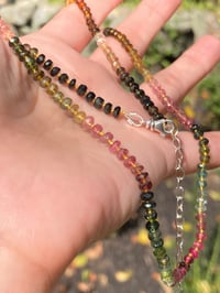 Image 1 of Rainbow Tourmaline Hand Knotted Crystal Necklace, October Birthstone Necklace, Chakra Necklace