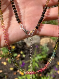 Image 3 of Rainbow Tourmaline Hand Knotted Crystal Necklace, October Birthstone Necklace, Chakra Necklace
