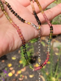 Image 2 of Rainbow Tourmaline Hand Knotted Crystal Necklace, October Birthstone Necklace, Chakra Necklace
