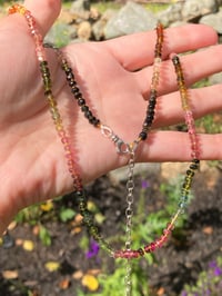 Image 4 of Rainbow Tourmaline Hand Knotted Crystal Necklace, October Birthstone Necklace, Chakra Necklace