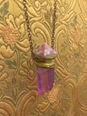 Aura Quartz and Amethyst Pendant "Lilac" 