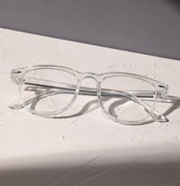 Clear glasses with Blue eyesight 