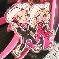 Image 3 of Cowgirl Barbie & Cowboy Ken 3 inch Glitter Epoxy Charm