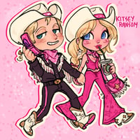 Image 5 of Cowgirl Barbie & Cowboy Ken 3 inch Glitter Epoxy Charm