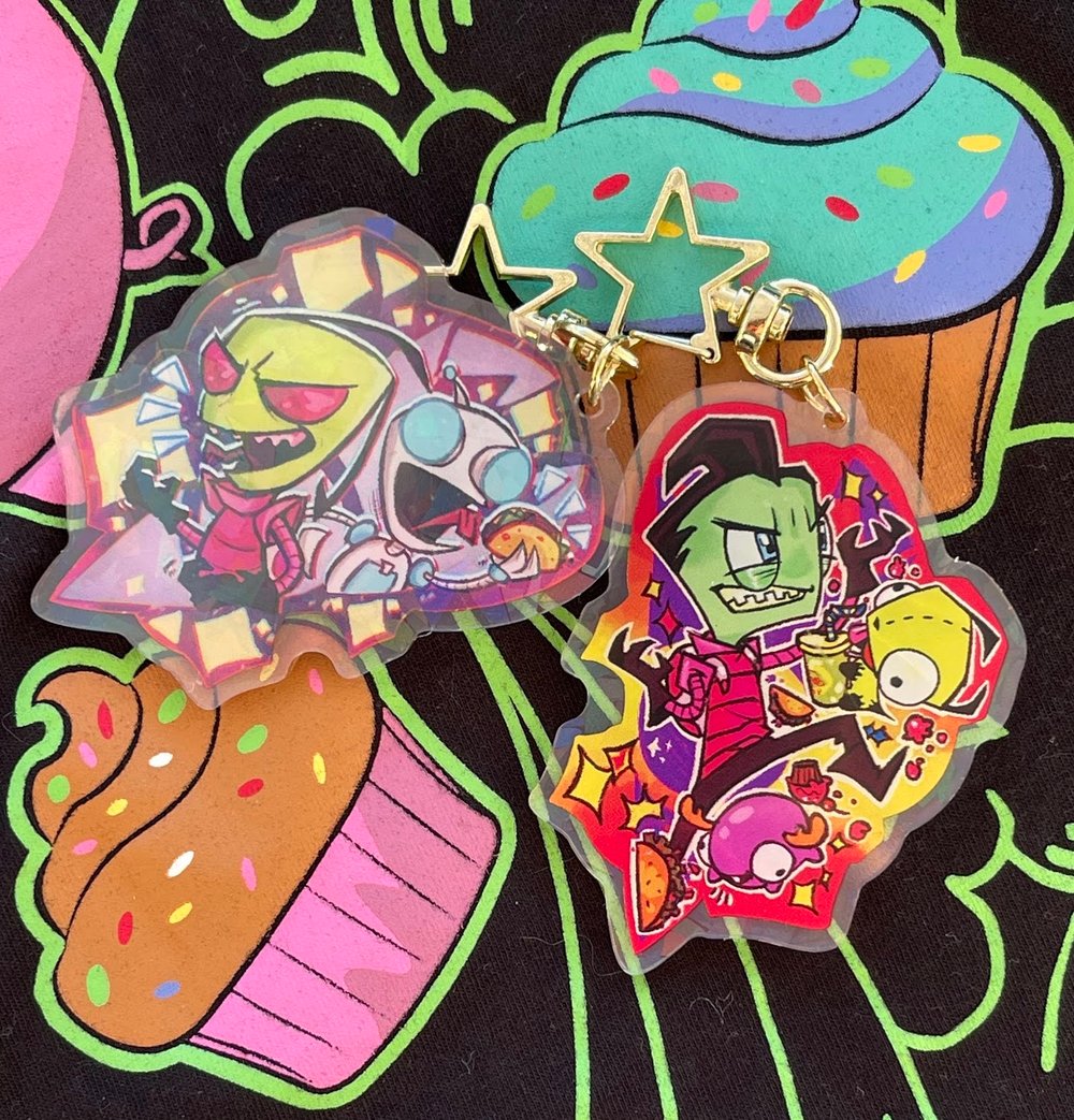 Invader Zim 3 inch Collab Rainbow Holo Double-sided Charm