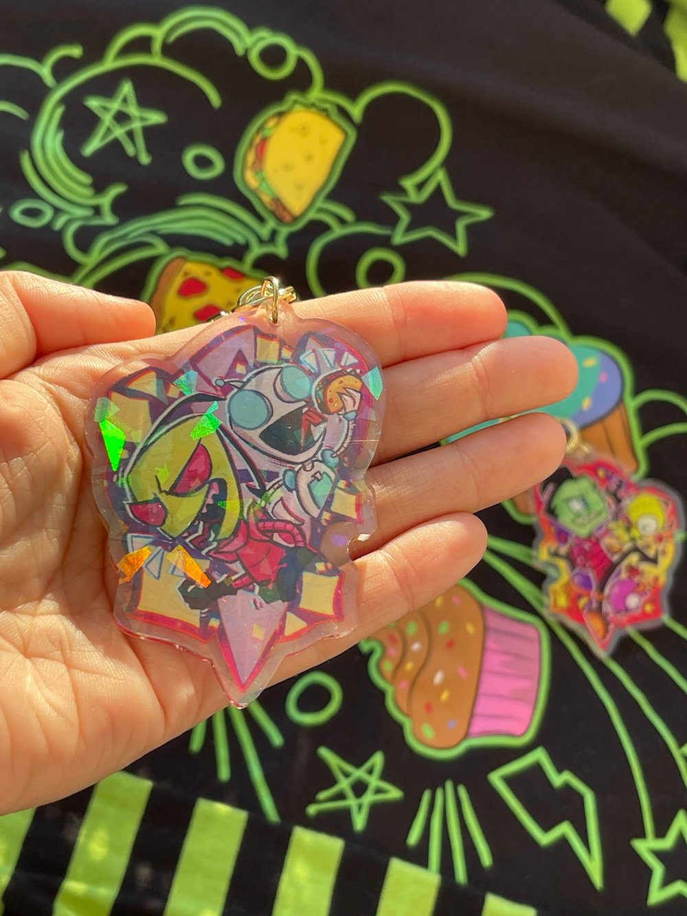 Invader Zim 3 inch Collab Rainbow Holo Double-sided Charm