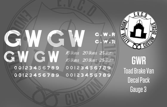 Image of GWR Toad Brake Van Decal Pack  Gauge 3 / 16mm scale 