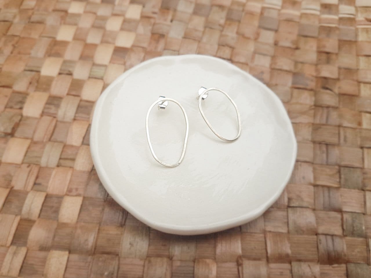 Image of Organic Shaped Silver Earrings