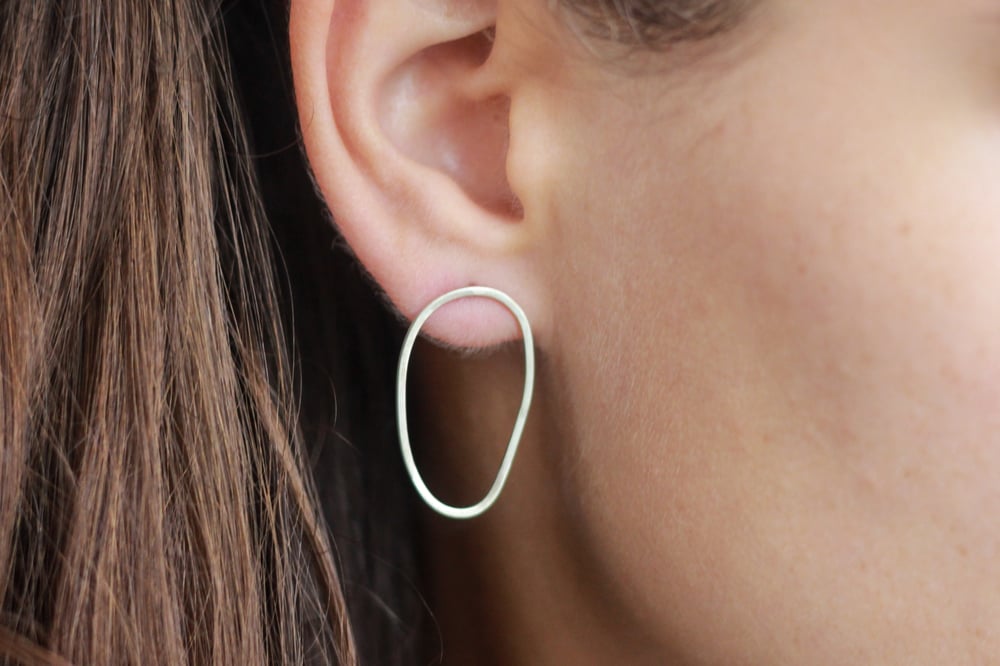 Image of Organic Shaped Silver Earrings (square wire)