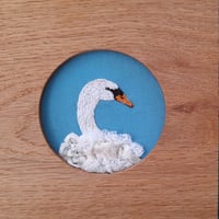 Image 3 of The Quiet One, Swan Hand Embroidered Art