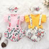 Infant Baby Girl pink Ruffle sleeve short sleeve three piece set 3-6M