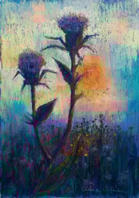 Image 1 of Milk Thistle | Oil Pastel Painting | 24x32 cm