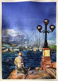 Image 1 of Maltese Fisherman | Watercolor Painting | 21x30 cm