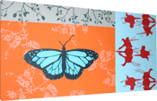 Image of Burnt Orange Floral with Blue Butterfly 24 x 48