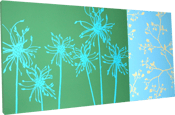 Image of Moss Green Floral and Powder Blue Botanical 18 x 36