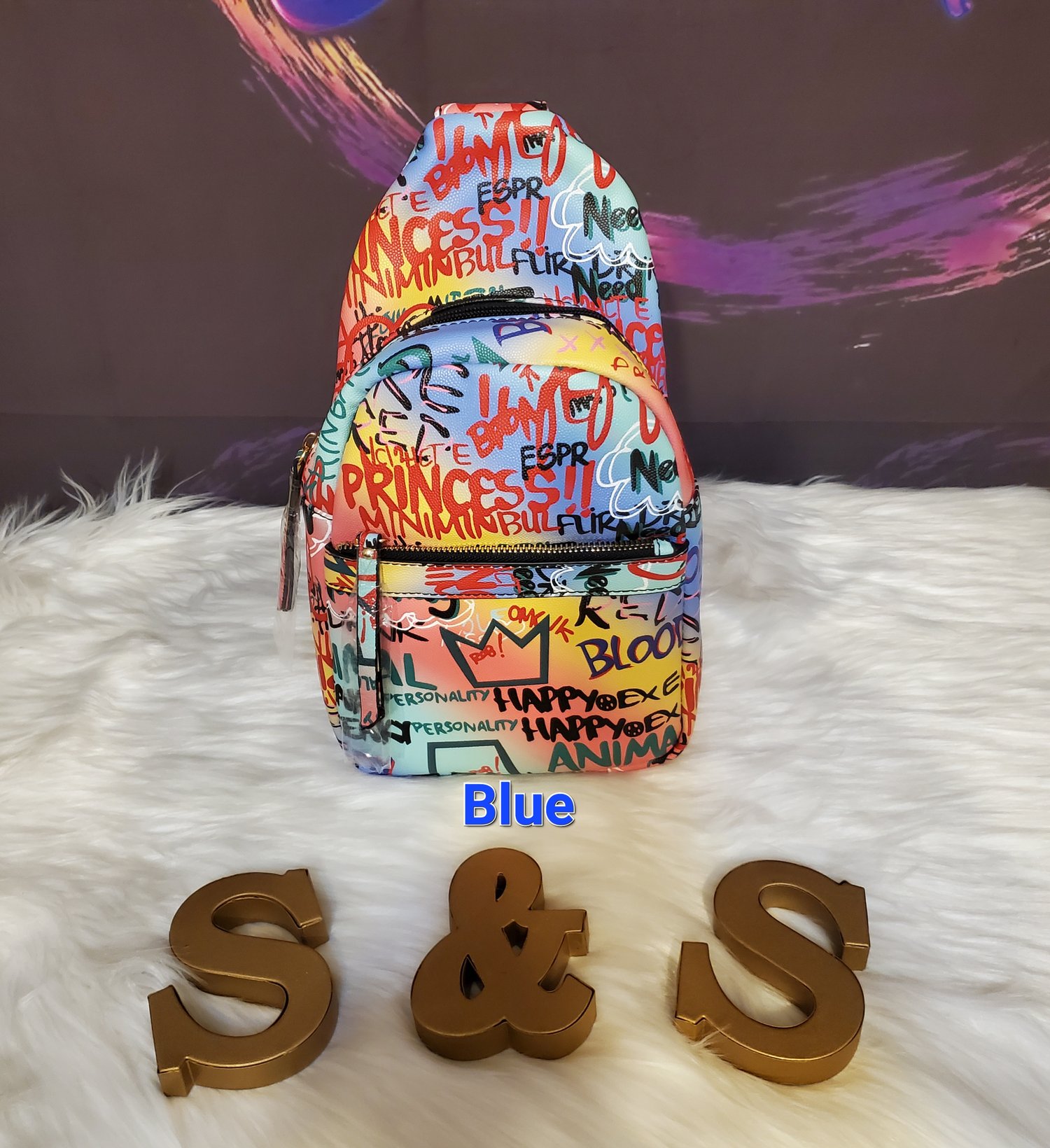 Fashionable Multi Graffiti Sling Backpack HF-GP2766 > Graffiti