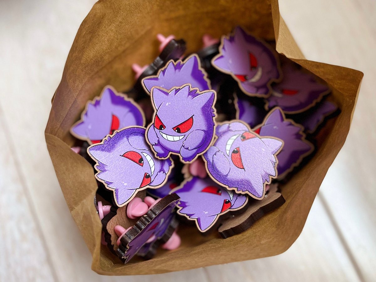 Sitting Gengar Wooden Pin | teletelo's little shop