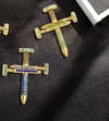  Rhinestone Cross Nail Brooch