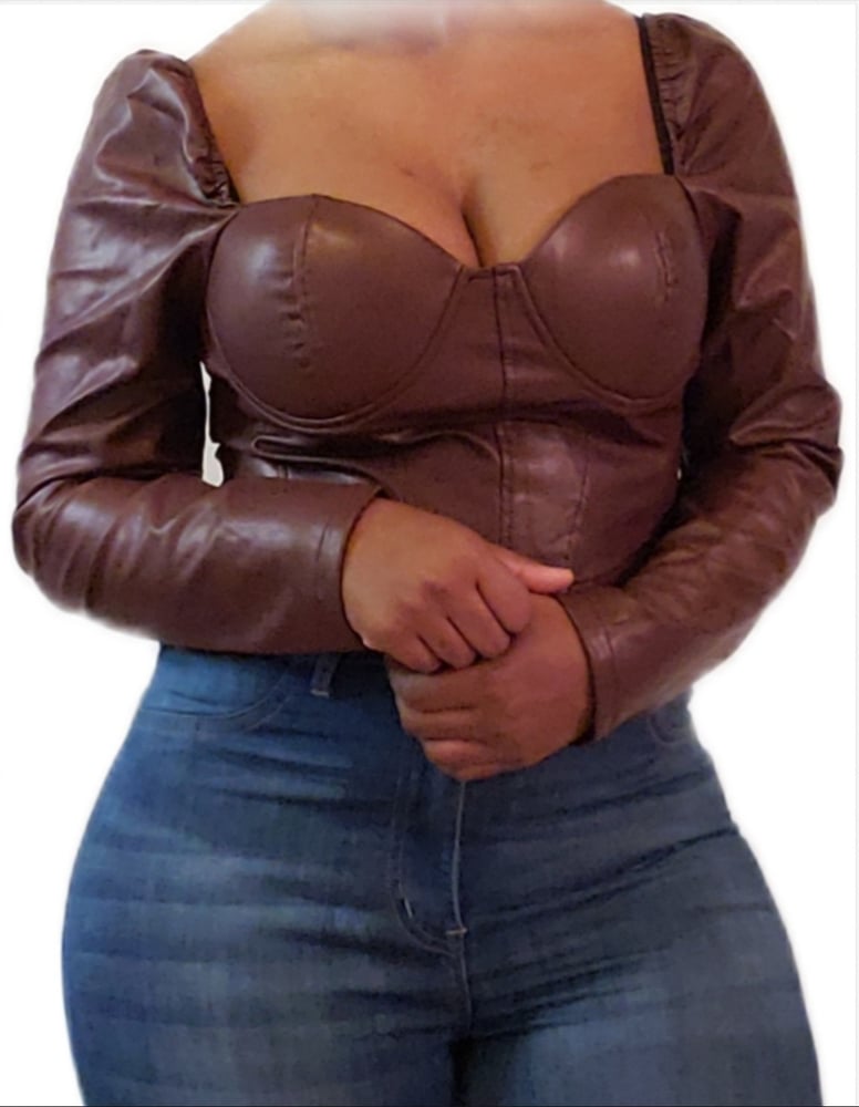 Image of Show Off Pu Leather Top Burgundy 