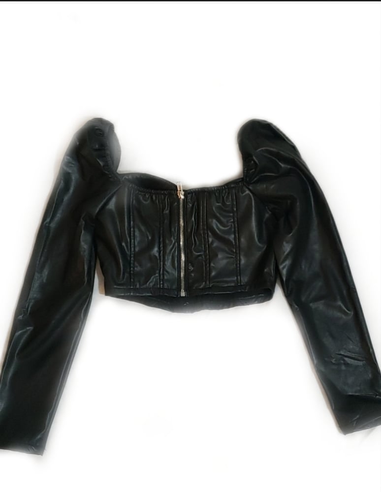 Image of Show Off Pu Leather Top Black