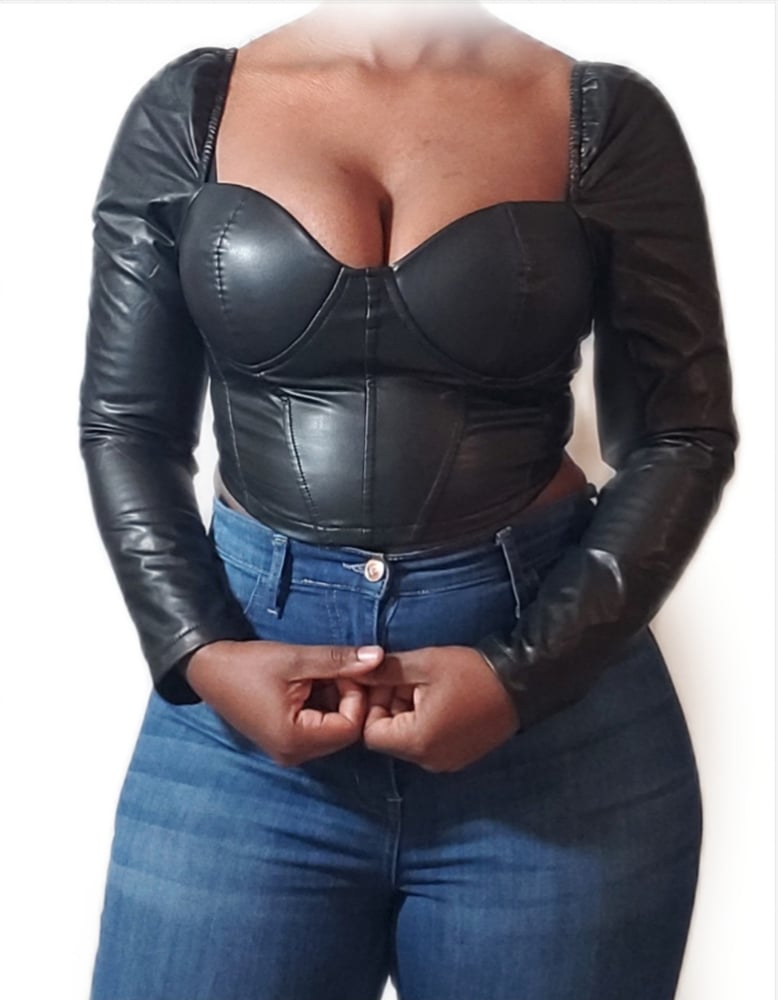 Image of Show Off Pu Leather Top Black