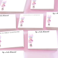 Image 1 of CUSTOM NOTECARDS:  PINK SHOES and BLACK BOWS
