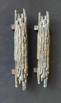 Image 3 of Set of Two Bronze Door Handles with Tree Bark Relief
