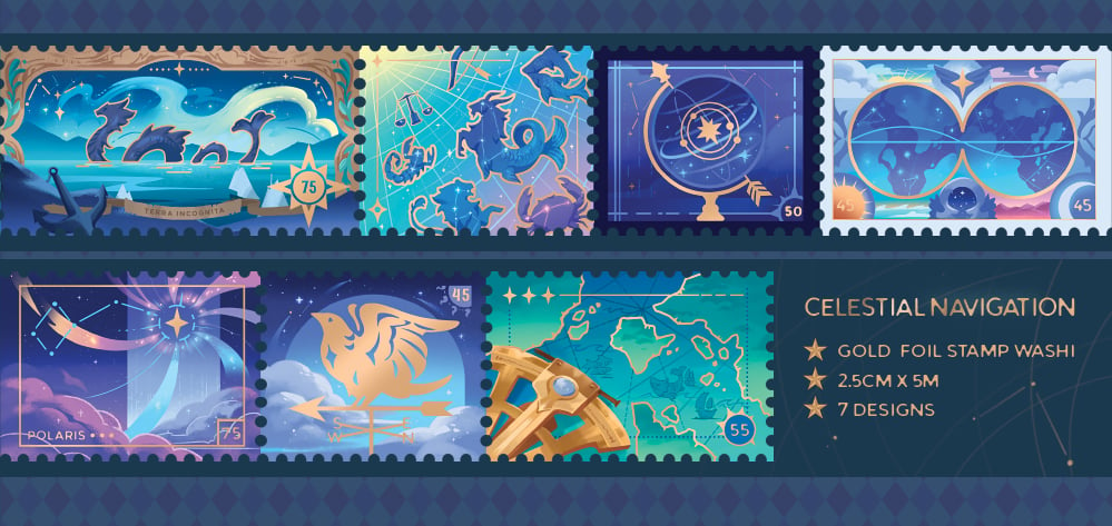 Celestial Navigation - Stamp Washi Tape