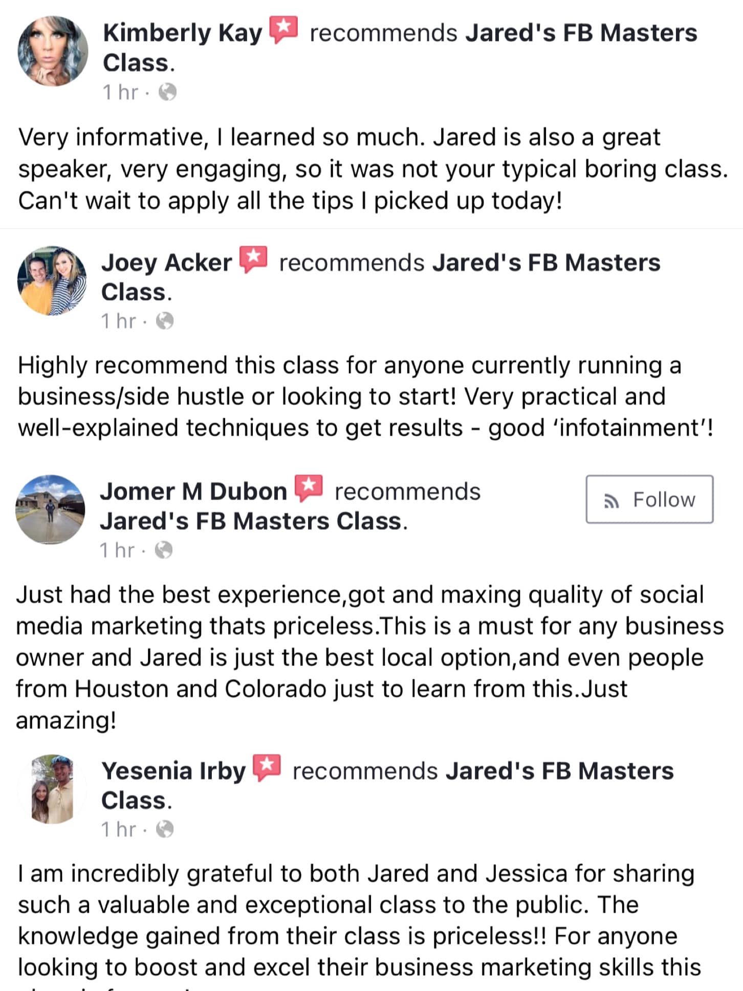 Image of Jared's New Facebook Masters Class 10/1/22 9am