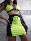 Neon Lace Up PVC Skirt (made to order)