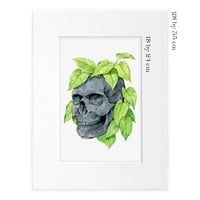 Image 2 of Skull with Neon Pothos Vine Original