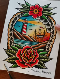 Image 1 of Original Watercolor with CLASSIC NAUTICAL 