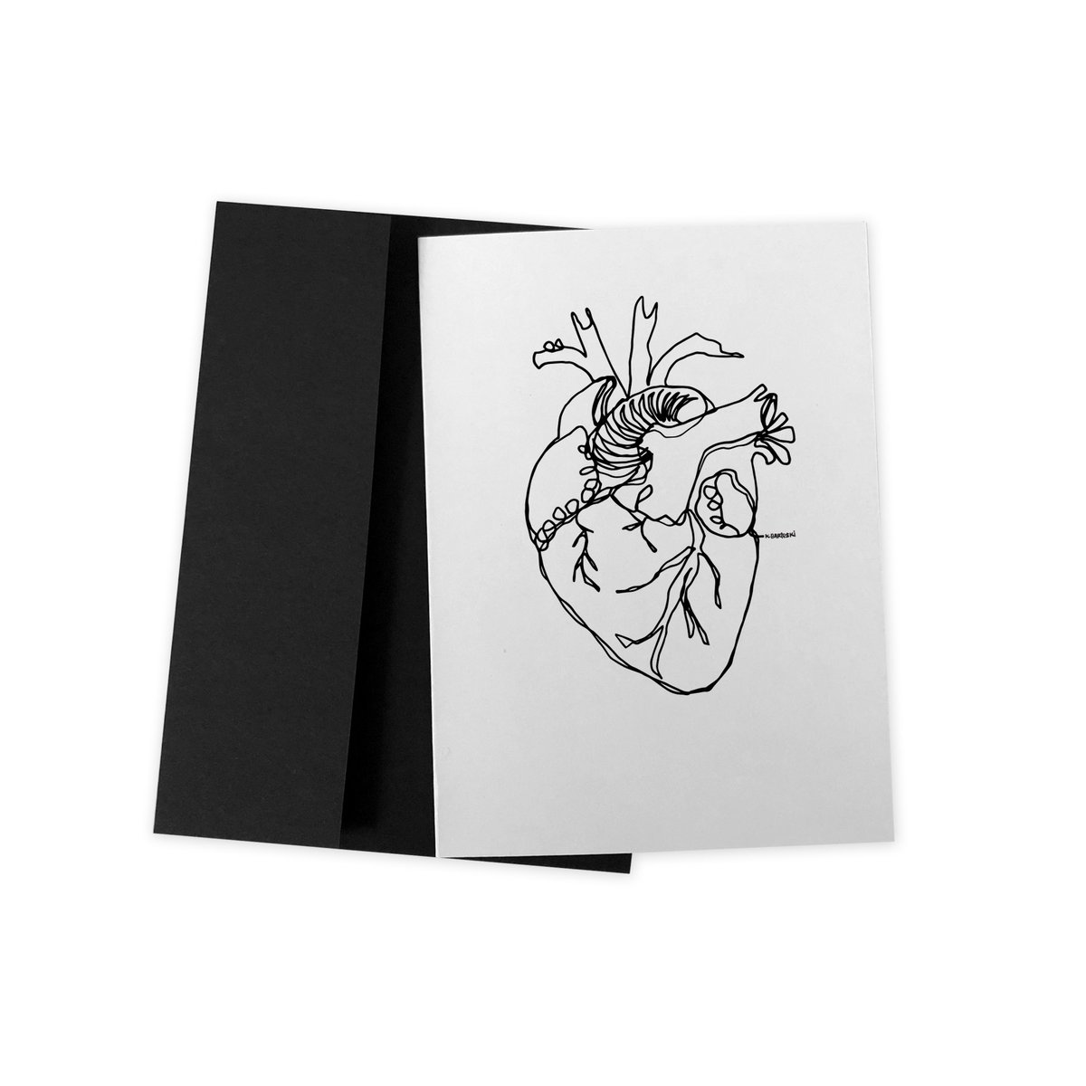 Image of Heart line drawing GREETING CARD