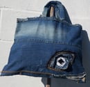Image 3 of Tasty Raw Edge Denim Eyeconic Tote Bag