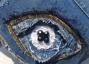 Image 2 of Tasty Raw Edge Denim Eyeconic Tote Bag