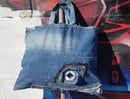 Image 3 of Tasty Raw Edge Denim Custom Tote Bag