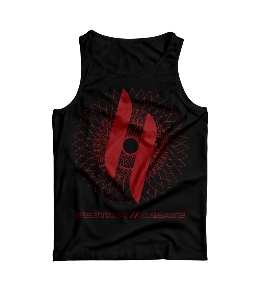 Image of Geo Dashes Tank - Red on Black