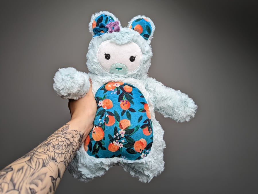Image of Cuddle sized Mint Tangerine Patch Bear 7
