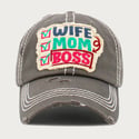 Embroidered Wife Mom Boss Distressed Denim Adjustable Vintage Baseball Cap