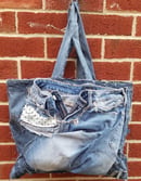 Image 3 of Tasty Raw Edge Denim “Loading…” Tote Bag