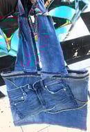 Image 4 of Tasty Raw Edge Denim "Shorty Love” Tote Bag