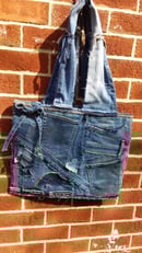 Image 3 of Tasty Raw Edge Denim "Shorty Love” Tote Bag