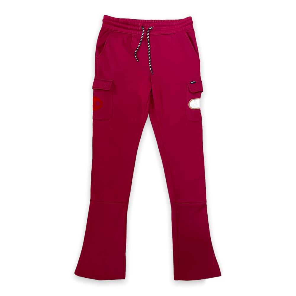 Image of RED FLARED SKULLY PANTS