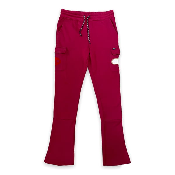 Image of RED FLARED SKULLY PANTS