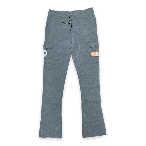 Image of GREY FLARED SKULLY PANTS