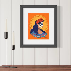 Image of 8x10 Day of the Dead paper cut cameo - Woman 