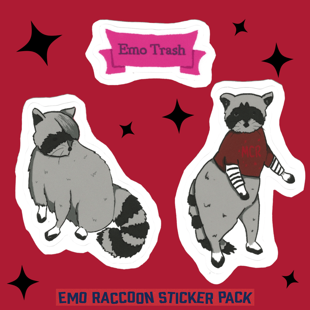 Image of Emo Raccoon Sticker Pack