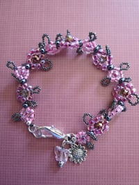 Image 3 of Handmade Japanese Beaded Flower Garland Bracelet 