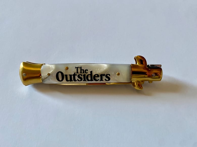 Image of The Outsiders "Stay Gold" 9-Inch Switchblade Stiletto Knife. (Gold)