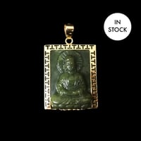 Image 1 of 10K Kuan Yin Buddha In Ancient Frame Pendant
